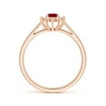 thumbnail image 2 of ANGARA Natural Princess Diana Inspired Ruby Halo Split Shank Ring in 14K Rose Gold for Women (Size-5x4mm) | July Birthstone, Birthday, Anniversary, Jewelry Gift for Women | Natural Ruby Ring, 2 of 7