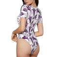 thumbnail image 3 of Naloa Violets Flowers Women's Short-Sleeved Onesie, One-Piece Swimsuit for Parties, dates, clubs - X-Large, 3 of 9