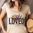 thumbnail image 4 of Loved John 3:16 Christian Floral Bible Verse T-Shirt, Light Pink, Size S, 4 of 6