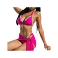 thumbnail image 2 of Seyurigaoka 2Pcs Women Summer Sexy Swimsuit, Rhinestone Halter Neck Bra + Low Waist Hollow Shorts, 2 of 9
