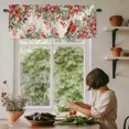 thumbnail image 6 of Cardinal Bird Rod Pocket Curtain Valance, Pine Cones Poinsettia Berry Floral Beige Farmhouse Window Valance for Living Room, Bedroom, Kitchen 42"W x 18"L, 6 of 9