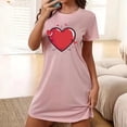 thumbnail image 2 of Xfvqtps Valentine's Day Nightgown for Women Plus Size Red Heart Print Short Sleeve Crew Neck Solid Color Lightweight Soft Comfortable Pajamas Pink, 2 of 6