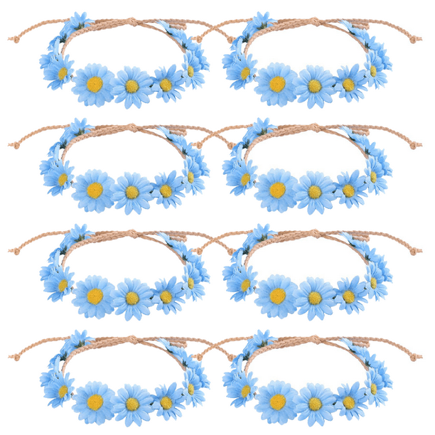 Corona de girasoles para el cabello, diademas con flores de margaritas, diademas hippies, tocado floral ajustable para novia