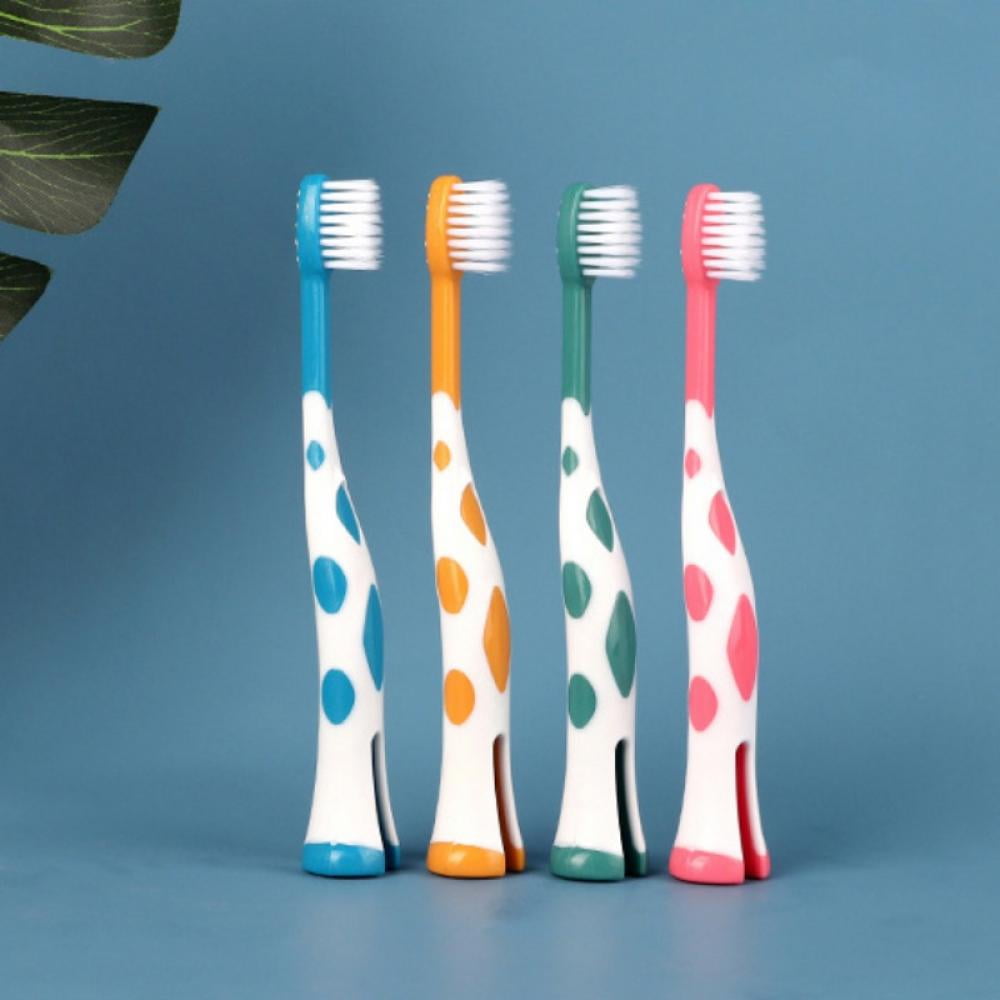 4 Pieces Kids Soft Hair Toothbrush for Toddlers and Children, Soft Bristles, BPA Free for 2-8 Years Old (Blue,Green,Yellow and Pink)