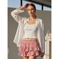 thumbnail image 3 of Women's Sweetheart Plaid Pleated Skirt, High Waisted A-Line Cake Hem Mini Skirts, Y2K Lace Trim Campus Casual Streetwear, 3 of 9