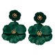 thumbnail image 5 of Pendientes colgantes de flores, pendientes de pétalos florales, pendientes colgantes para vacaciones, mujeres, niñas, joyería del día de San Valentín, Verde oscuro, 5 of 8