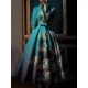 thumbnail image 3 of Vestido elegante para mujer, nuevo vestido de verano a la moda con estampado de plumas de pavo real, cuello alto, cinturón decorativo, vestido largo, 3 of 3