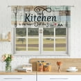 thumbnail image 5 of Farmhouse Valance Kitchen Curtains Rustic Teal Wooden Board Country Fork and Spoon Retro Vintage Wood Rod Pocket Funny Quotes Bedroom Living Room Treatment Fabric 1 Panel 52Wx18H Inch, 5 of 5