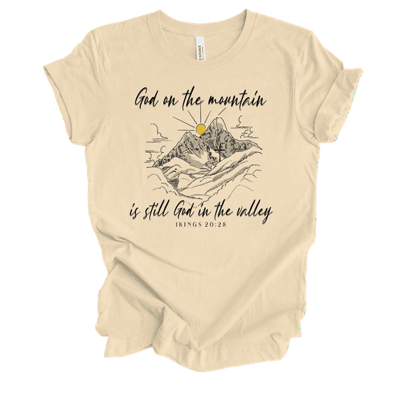 Trenz Shirt Company Fear Not God On The Mountain 1 Kings 20:28 Womens Christian Short Sleeve T-shirt-Soft Cream-large