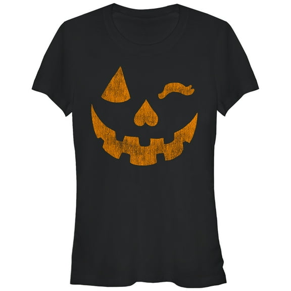 Junior's Lost Gods Halloween Jack-o'-Lantern Wink Graphic Tee Black Medium
