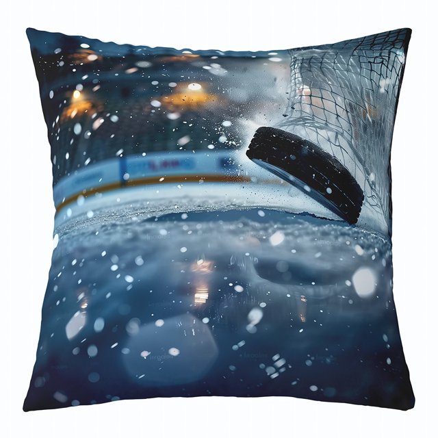 Erosebridal Ice Hockey Pattern Throw Pillow Covers 24x24, Ice Rink Print Pillow Cases for Couch