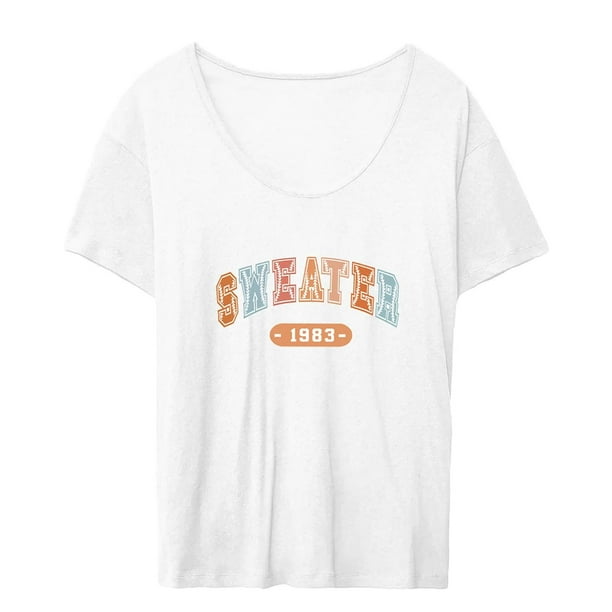 Camiseta de manga corta para mujer, camisetas de verano, camiseta para vacaciones, desplazamientos, compras S