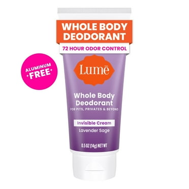 Lume Whole Body Women’s Deodorant - Trial Size Invisible Cream -Aluminum Free - Lavender Sage - .5oz Tube