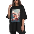 thumbnail image 4 of Plus Size Shirt for Women Black Tops for Women Short Sleeves Shirt for Women Flower5 T Shirt Crewneck Shirt for Women XS, 4 of 5