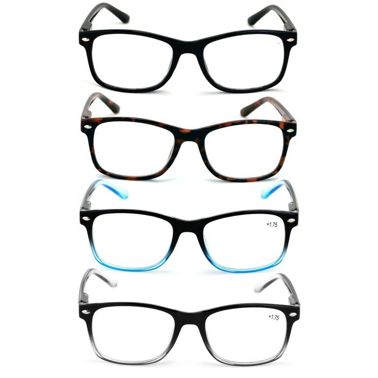 4 Pack Thicker Frame Blue Light Blocking Reading Glasses Women Men 4 Pairs Mix / +1.25