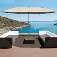 thumbnail image 2 of Demi Bonn 15ft Steel Rectangular Outdoor Patio Umbrella with Base, Double-Sided Market Shade, UV Protection for Deck Pool, Brown, 2 of 17