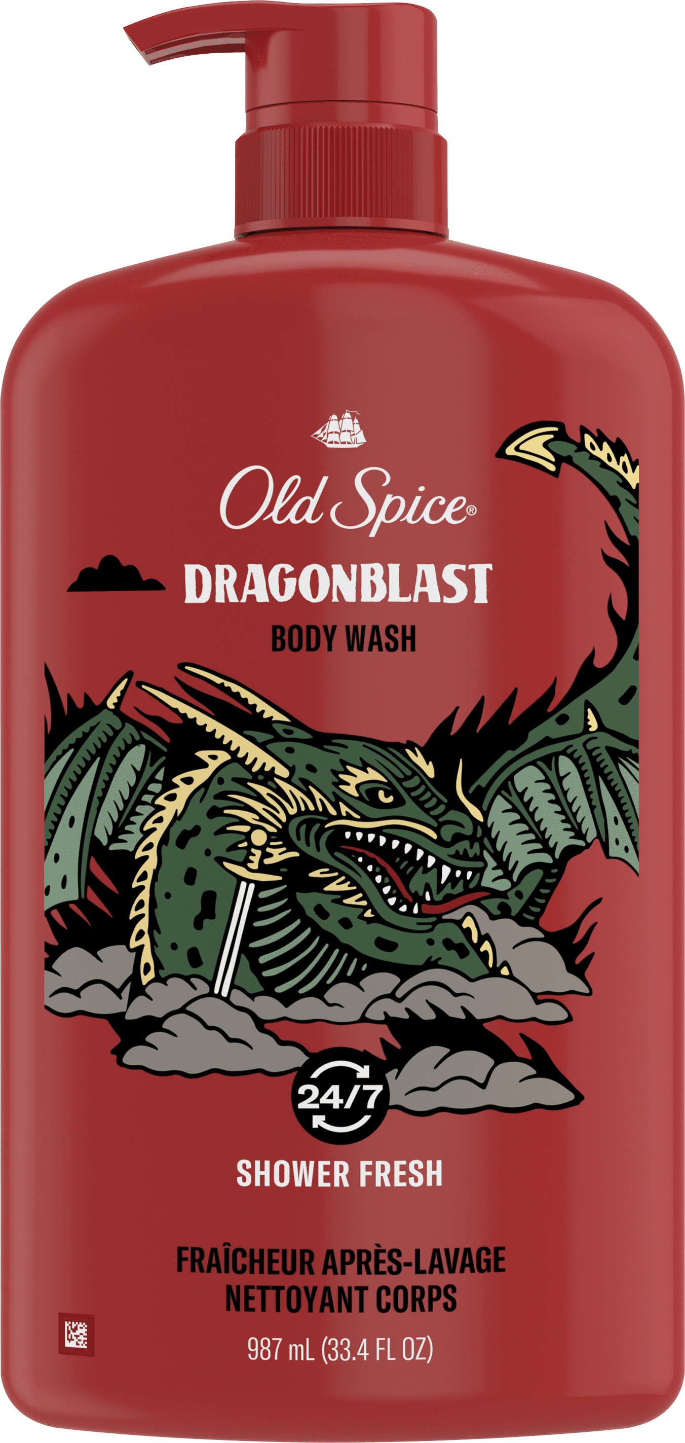 (4 pack) Old Spice Body Wash for Men, Dragonblast, Long Lasting Lather, All Skin Types, 33.4 oz
