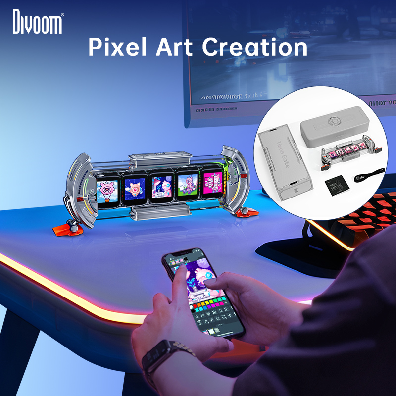 Divoom Times Gate Cyberpunk Gaming Setup Digital Clock with