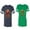 Men Navy / Women Green, variant on King Queen Gold Crown Unisex Couple Matching Cotton Jersey style T-Shirt Contrasting stripes on sleeves (Men Navy / Women Black) (Men S / Women S)
