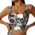 thumbnail image 2 of Uemuo Skulls Roses Pattern Women's Sports Bra - High Impact Support, Breathable, and Comfortable Athletic Bra for Running, Yoga, and Workouts, 2 of 9