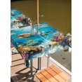 thumbnail image 2 of Outdoor Table Cloth with Umbrella Hole and Zipper, Turtle Waterproof Square Tablecloth 54"x54", Shark Ocean Coral Underwater Scenery Sea Washable Table Cover for Outside Party Patio Picnic, 2 of 8