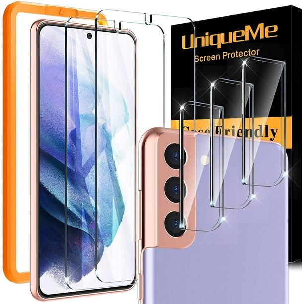 UniqueMe [5 Pack] 2 Pack Protecteur d'Écran Compatible pour Samsung Galaxy S21 Plus (6,7 Pouces) et 3 Pack Objectif Caméra