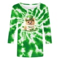 thumbnail image 3 of mihongmao Saint Patrick's Graphic T Shirt Women 3/4 Sleeve Round Neck Casual Printed Pullover T-shirt Green 2X, 3 of 4