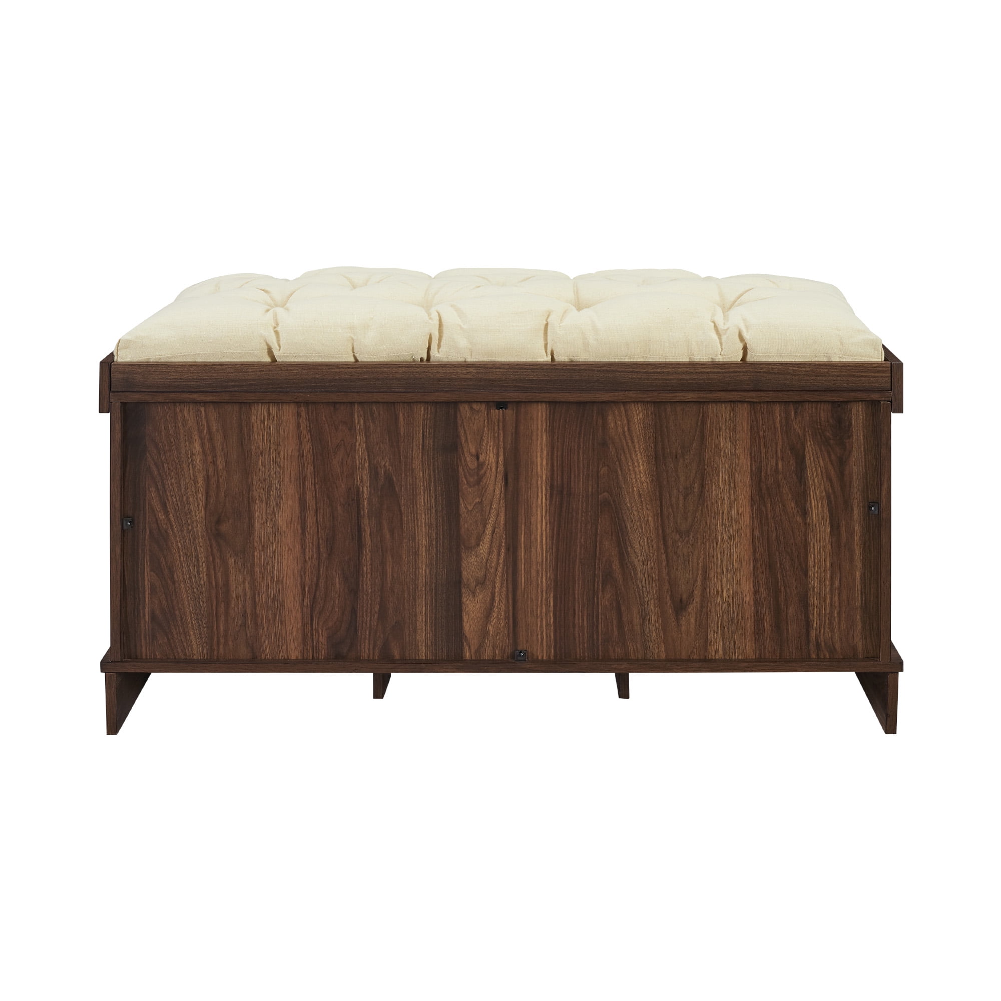 Woven Paths Storage & Tufted Bench, Dark Walnut