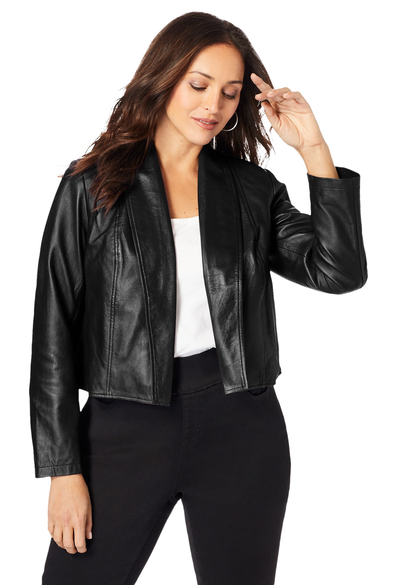 Jessica London Women's Plus Leather Shrug Cropped Jacket - Walmart.com