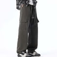 thumbnail image 2 of JUUYY Mens Baggy Cargo Pants Casual Drawstring Parachute Pants Elastic Waist Loose Fit Hip Hop Harem Pants Streetwear Multi Pockets Army Green XXL, 2 of 6
