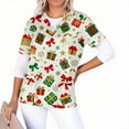 thumbnail image 4 of Jsaierl Christmas Scrub Tops for Women Short Sleeve Christmas Pattern Nurse Uniform Working V Neck Shirt Dressy Casual Tees Blouse Top for Women Fashion 2024, 4 of 6