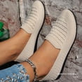 thumbnail image 5 of Mesh Flats for Women Breathable Slip on Sneakers Round Toe Arch Support Sneaker Casual Comfortable Walking Shoes for Work Travel Foldable Washable Beige 36, 5 of 8