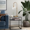 thumbnail image 3 of Evelyn&Zoe Verona 27" Tall Arc Table Lamp with Glass Shade, Brushed Brass/Clear, 3 of 6