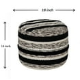 thumbnail image 5 of LR Home Small Braided Striped Indoor Round Pouf, Black/Natural, 18" x 18" x 14", 5 of 7
