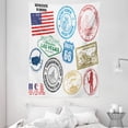 thumbnail image 1 of United States Tapestry, Grunge Stamps of America Las Vegas New York San Francisco Hawaii Illustration, Wall Hanging for Bedroom Living Room Dorm Decor, 60W X 80L Inches, Multicolor, by Ambesonne, 1 of 2