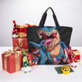 thumbnail image 6 of Wukai Blue Dinosaur Print Reusable Grocery Bag Shopping Bags with Zipper Shoulder Shopping Handle Bag Suitable for Outdoor Convenient Daily Bag, 6 of 8