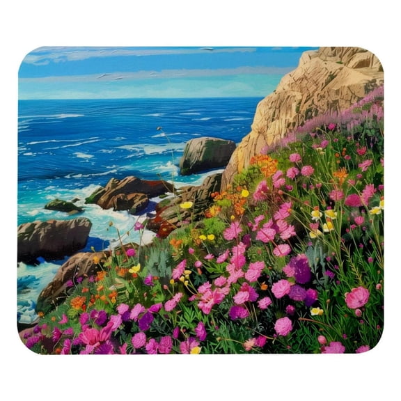 PhooArto Comfortable Mouse Pad Coast Rocks Flowers Desktop Mousepad , 21 x 25 cm Mouse Mat, Non-Slip Rubber Base, Improves Speed and Precision