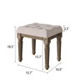 thumbnail image 2 of Upholstered Bench, Traditional Rectangle Tufted Ottoman Bench with Rustic Wood Vanity Stool Foot, French Vintage Tufted Bench, Upholstered Vanity Stool Piano Bench Makeup Stool, 2 of 5