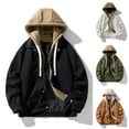 thumbnail image 4 of ZQUUVOU Men's Winter Hooded Jacket Corduroy Fleece Solid Color Zip Front Faux Two Piece Jacket Coat with Pockets Brown, 4 of 4