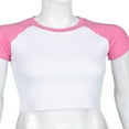 thumbnail image 1 of T-Shirt d'Été pour Femmes Manches Courtes Col Crop Top Décontracté Mode Vêtements Rose m, 1 of 7