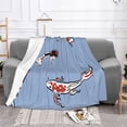 thumbnail image 3 of LNWH Super Soft Flannel Bed Blanket, Cozy Fluffy Warm All Seasons Seamless Koi Art Pattern Throw Blankets for Sofa Bedding, 80"x60", 3 of 8