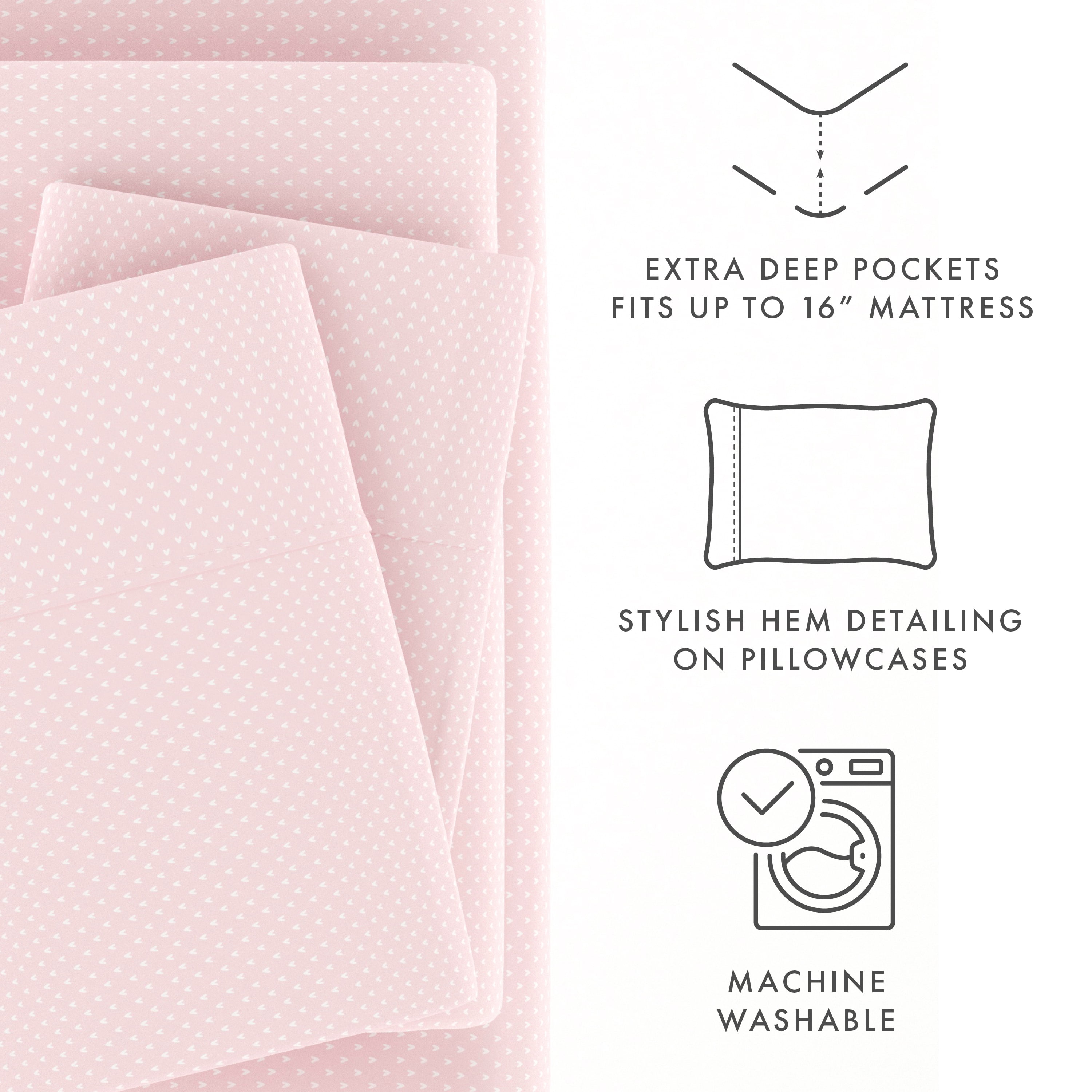 Noble Linens 4 Piece Pattern Microfiber Bed Sheets Set, Pink Indigo Flowers, Twin