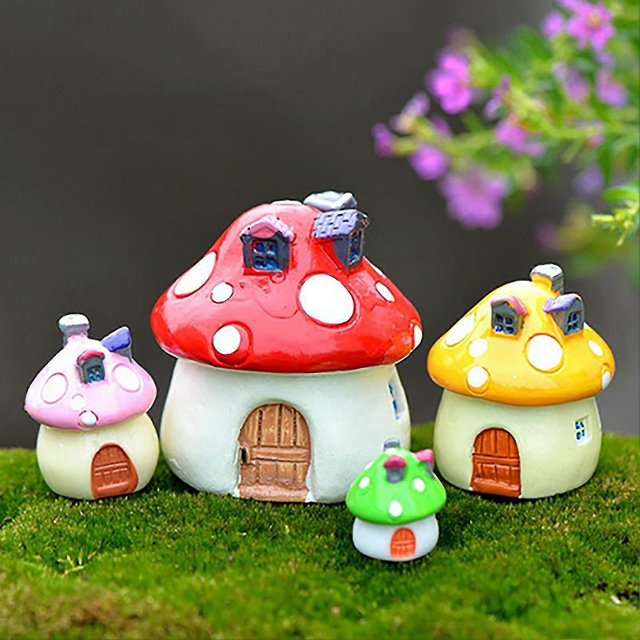 Adorno de jardín en miniatura, impermeable, popular, 3 tamaños, lindos accesorios de jardinería con forma de hongo para decoración del hogar, ahf, rosa, L