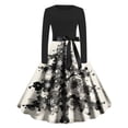 thumbnail image 2 of Ovbmpzd Christmas Dresses for Women Long Sleeves Printed Red Elegant Maxi A-Line Dresses Casual Zipper Crew Neck Dresses, 2 of 5