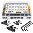 thumbnail image 1 of 1080PCS M2 M3 M4 Tornillos de cable con cabeza hexagonal de acero al carbono con surtido de tuercas (negro),, 1 of 5