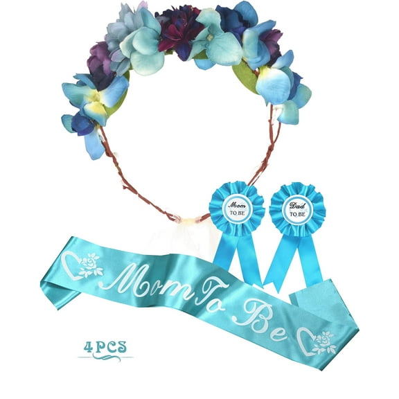 MEANT2TOBE Dark Blue Baby Shower Tiara, Sash & Pin Set - Perfect Maternity Christmas Gift for Expecting Parents