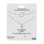 Brilliance Fine Jewelry Sterling Silver Genuine Diamond Accent Heart and Arrow Adjustable Bracelet