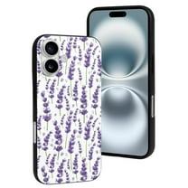 Compatible with Iphone 16 Case - Cute Soft Lavender Flowers Purple Silicone Case Compatible with Iphone 16 Phone Case for Women Men