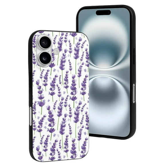 Compatible with Iphone 16 Case - Cute Soft Lavender Flowers Purple Silicone Case Compatible with Iphone 16 Phone Case for Women Men