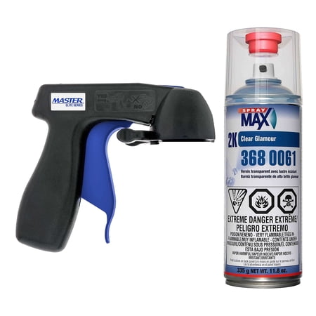 Spraymax 2K Clear Coat Aerosol Spray Can - High Gloss Automotive Clear Coat for Car Repair and New Paint Jobs - Two Stage Clear Coat - Professional Results - Bundled with Master Aerosol Trigger.